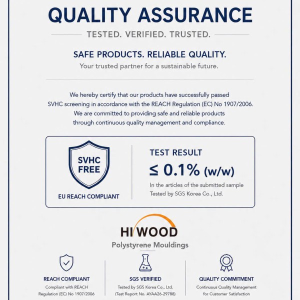 Phào chỉ nhựa Hiwood đạt kết quả thử nghiệm SGS 